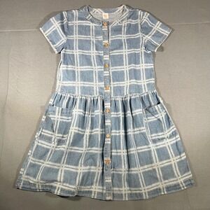 Wonder Nation Juniors XL (14-16) Blue Plaid Windowpane Denim Button budget Dress